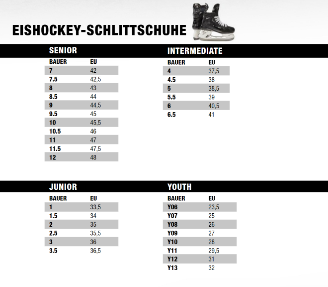 Skate størrelse info Hockeyoffice-DK